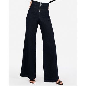Express Women's Dark Blue Wide Leg Flare Jeans